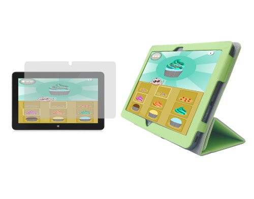iShoppingdeals - Lawn Green Folding Folio Cover Case and Matte Screen Protector for Dell Venue 11 Pro Tablet -Model 5130 Only-
