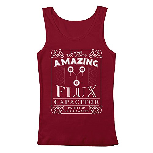 GEEK TEEZ Back to The Future Inspired Doc Brown's Flux Capacitor Women's Tank Top Burgundy Small