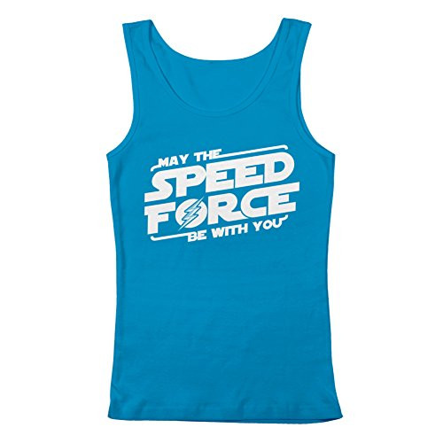 GEEK TEEZ May The Speed Force Be with You Women's Tank Top Turquoise Small