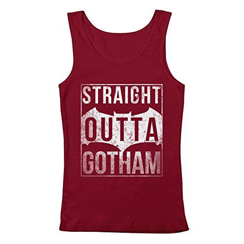 GEEK TEEZ Straight Outta Gotham Women's Tank Top Burgundy Small