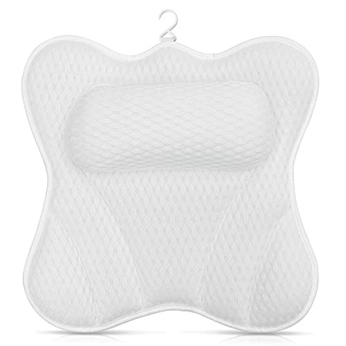 SVEUC Bath Pillow,Bathtub Pillow for Tub, 4D Air Mesh Spa Pillow with Head Neck Shoulder and Back Support,Comfortable Soft Luxury Bath Cushion with 6 Suction Cups,Fits All Bathtub,Hot Tub,Jacuzzi