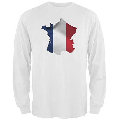 Old Glory France Flag White Adult Long Sleeve T-Shirt - Small