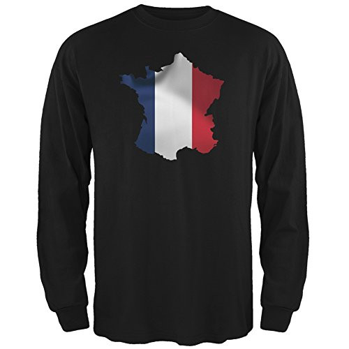 Old Glory France Flag Black Adult Long Sleeve T-Shirt - Small