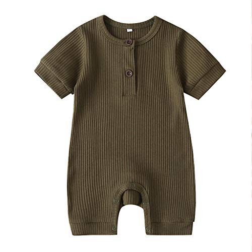 WOCACHI Baby Ribbed Jumpsuits Sale, Newborn Infant Baby Boys Girls Short Sleeve Solid Romper Jumpsuit Clothes Newborn Mom Daughter Son Coverall Layette Sets Best Gift Multi Adorable Outfits