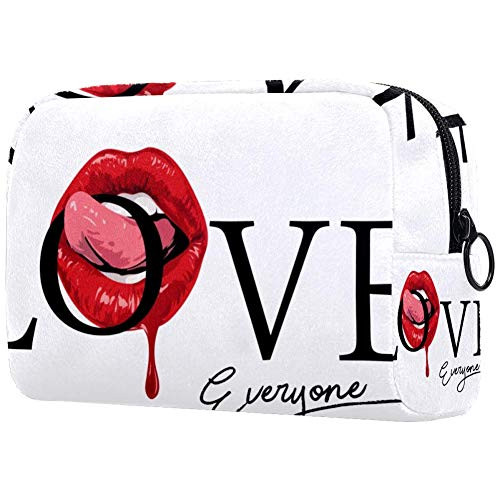 Inhomer Cosmetic Bag for Women Red Lip Of Love Travel Makeup Case Handy Pouch Organizer Toiletry Bag Gifts Inhomer Cosmetic Bag for Women Red Lip Of Love Travel Makeup Case Handy Pouch Organizer Toiletry Bag Gifts