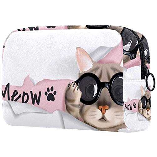 Inhomer Cosmetic Bag for Women Black Sunglass Cat Travel Makeup Case Handy Pouch Organizer Toiletry Bag Gifts