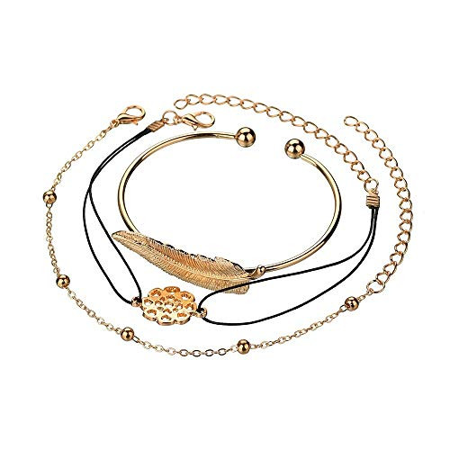 ZODRQ 3 Pcs Adjustable Fashion Cuff Bracelet Open Wire Bangle Stackable Wrap Bracelet Set for Women Girls