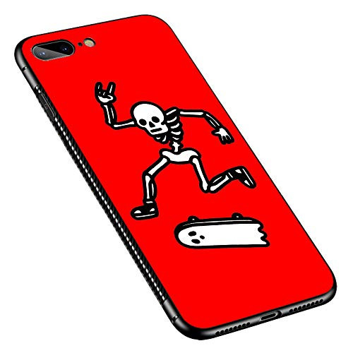 iPhone 8 Plus Case,Red Skull Skateboard iPhone 7 Plus Cases for Girls Boys,Pattern Design Shockproof Non-Slip Case for Apple iPhone 8 Plus/7 Plus