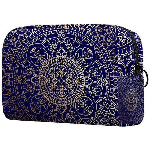 Women Makeup Bag,Cosmetic Storage Bag oriental blue and gold hippie mandala for Travel,Cosmetics Organizer Women Makeup Bag,Cosmetic Storage Bag oriental blue and gold hippie mandala for Travel,Cosmetics Organizer