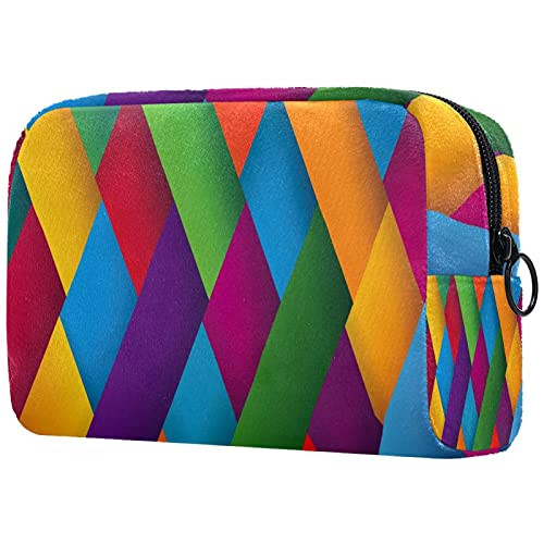 Women Makeup Bag,Cosmetic Storage Bag Striped Pattern Green Yellow Purple Red Blue for Travel,Cosmetics Organizer Women Makeup Bag,Cosmetic Storage Bag Striped Pattern Green Yellow Purple Red Blue for Travel,Cosmetics Organizer