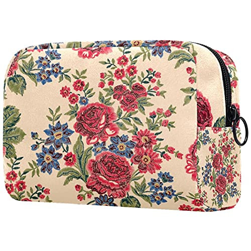 Women Makeup Bag,Cosmetic Storage Bag Blue And Red Flower for Travel,Cosmetics Organizer Women Makeup Bag,Cosmetic Storage Bag Blue And Red Flower for Travel,Cosmetics Organizer