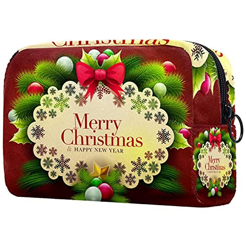 Women Makeup Bag,Cosmetic Storage Bag Merry Christmas With Red Background for Travel,Cosmetics Organizer Women Makeup Bag,Cosmetic Storage Bag Merry Christmas With Red Background for Travel,Cosmetics Organizer