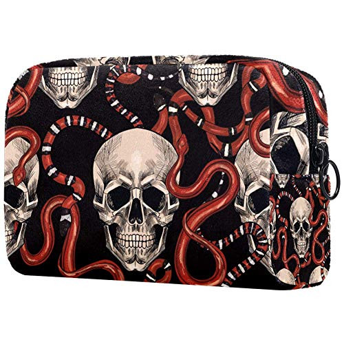 Inhomer Cosmetic Bag for Women Skull And Red Snake Travel Makeup Case Handy Pouch Organizer Toiletry Bag Gifts Inhomer Cosmetic Bag for Women Skull And Red Snake Travel Makeup Case Handy Pouch Organizer Toiletry Bag Gifts