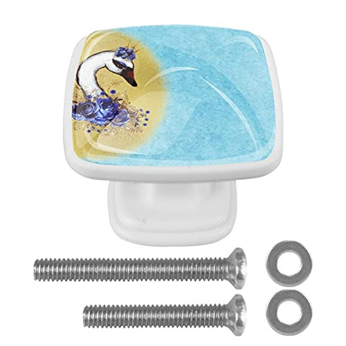 Swan Blue Beautiful Cabinet Knobs Knobs for Kitchen Cabinets 1.18'' Drawer Pulls Handles Drawer Handles for Kitchen Cabinets Wardrobes Bookcases Chest of Drawers