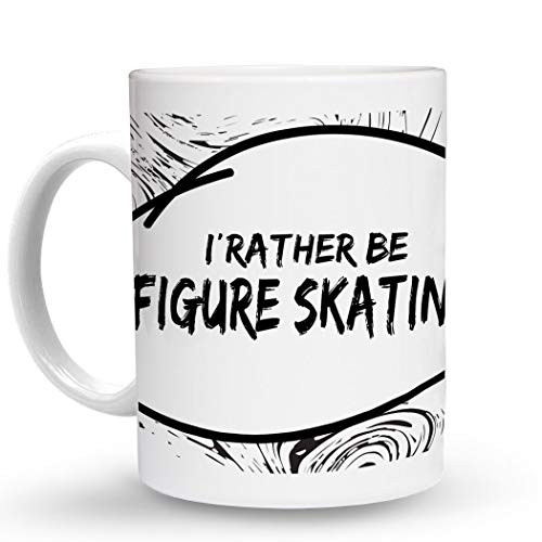 Makoroni - I'D RATHER BE FIGURE SKATING Hobby - 11 Oz. Unique Ceramic Coffee Cup, Coffee Mug