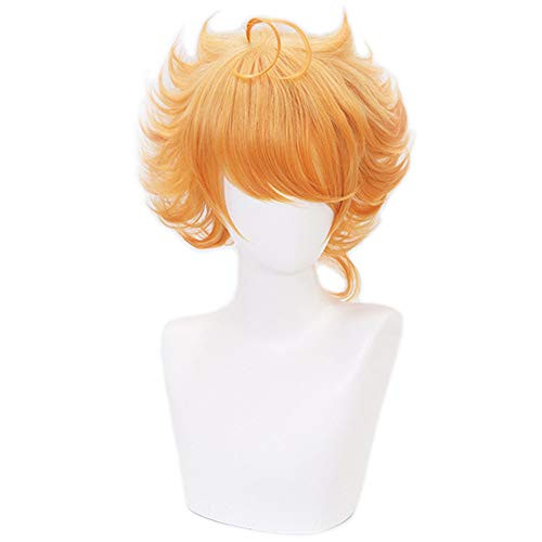 HIROAKIYA Emma Wig, The Promised Neverland Emma Cosplay Wig with Wig Cap, Short Orange Blonde Anime Cosplay Wig