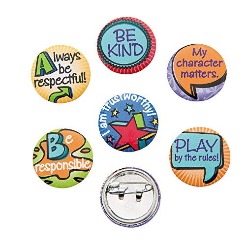 Good Character Mini Buttons - 48 Pieces - Educational and Learning Activities for Kids