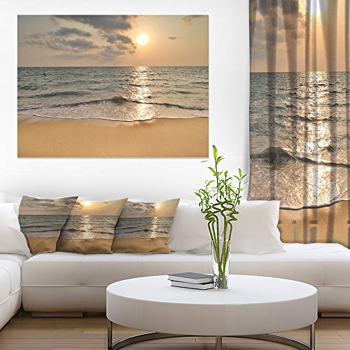 Design Art Dark Tropical Sand Beach at Sunset Modern Seascape Canvas Artwork, 20x12 Design Art Dark Tropical Sand Beach at Sunset Modern Seascape Canvas Artwork, 20x12