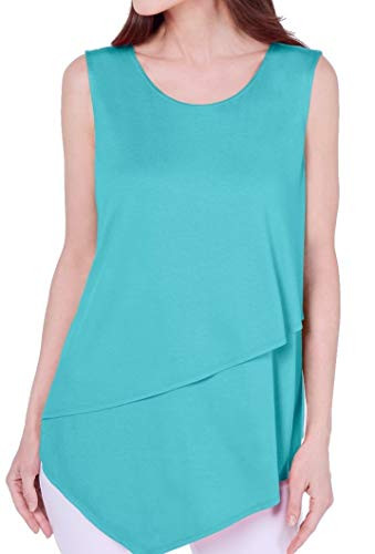 Alfani Womens Asymmetrical Sleeveless Pullover Top Blue M