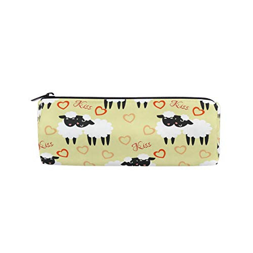 Cute Black Sheep Kissing Pencil Case Office Pencil Holder Pouch Bag Pen Pencil Stationery Cosmetic Bag