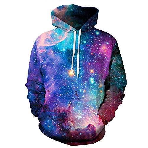 PIZOFF Unisex 3D Digital Blue Galaxy Hoodie Pullover Long Sleeve Hooded Sweatshirts Pockets AM006-08-S