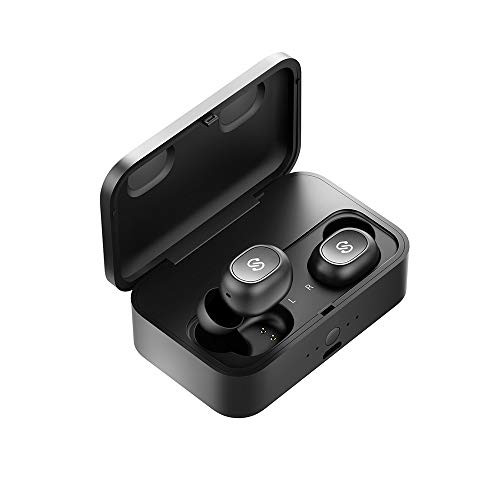 SoundPEATS True Wireless Bluetooth 5.0 Earbuds in-Ear Stereo Bluetooth Headphones 2600mAH Charging Case Wireless Earphones with 55 Hours Playtime and Built-in Mic