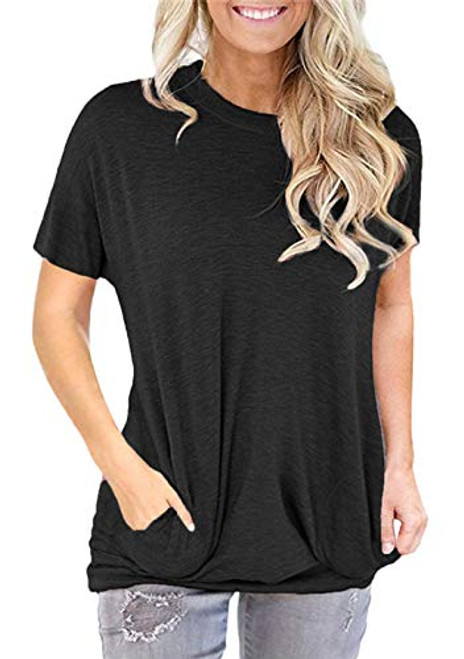 onlypuff Casual Loose Tops for Women Black Short Sleeve Solid Color Baggy Pocket T Shirt XXL onlypuff Casual Loose Tops for Women Black Short Sleeve Solid Color Baggy Pocket T Shirt XXL