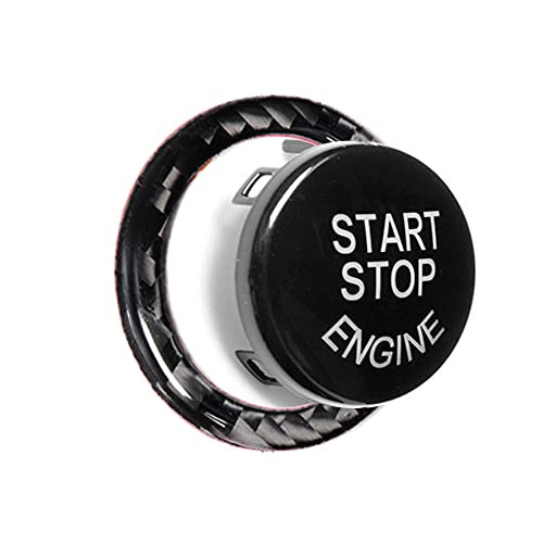 Kanuoc Car Start Stop Button Cover with Carbon Fiber Button Ring Sticker, Applicable for BMW E Chassis 2004-2015 E90 E91 E92 E93 E60 E84 E83 E70 E71 E72, Gift for Bimmer BMW Enthusiast,Black 1 Set