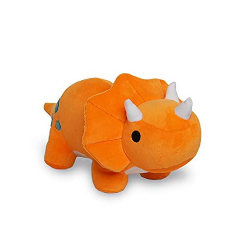 Avocatt Orange Dinosaur Triceratops Plushie - 10 Inches Stuffed Animal Plush Dino - Plushy and Squishy Dinosaur with Soft Fabric and Stuffing - Cute Toy Gift for Boys and Girls