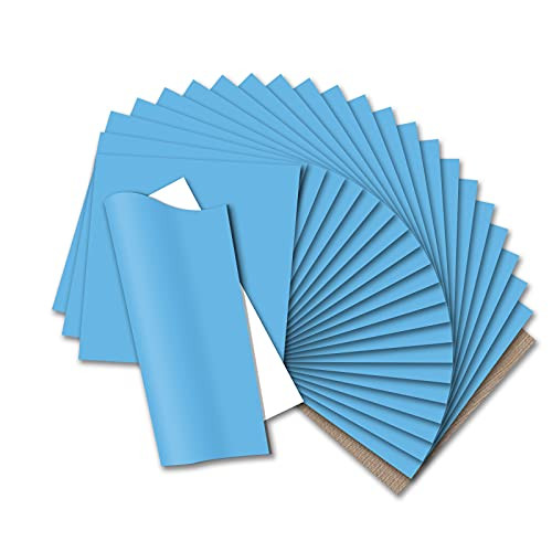 HTVRONT HTV Heat Transfer Vinyl Bundle- 24 Pack 12"x12" Baby Blue Iron on Vinyl Sheets for T-Shirt -1 Teflon Sheet Included-, Baby Blue PU HTV Vinyl Easy to Cut  and  Weed for Heat Vinyl Design