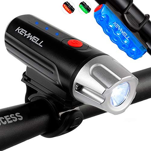 Bike Light Set USB Rechargeable - Super Bright LED Bicycle Front and Tail Light- High Lumen Bike Headlight and Back Rear Lights for Road Mountain Cycling Safety -Black plusMuliticolor-
