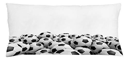Lunarable Sports Throw Pillow Cushion Cover, Illustration of Soccer Ball Championship Tournament Victory Theme Stadium Team Play, Decorative Rectangle Accent Pillow Case, 36" X 16", Black White Lunarable Sports Throw Pillow Cushion Cover, Illustration of Soccer Ball Championship Tournament Victory Theme Stadium Team Play, Decorative Rectangle Accent Pillow Case, 36" X 16", Black White