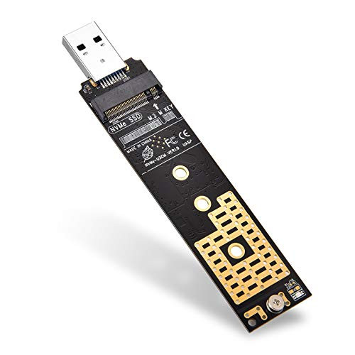 M.2 NVME USB 3.1 Adapter, M.2 SSD to USB Card Reader USB 3.1 Gen 2 Bridge Chip with 10 Gbps Speed with Realtek RTL9210, Compatible with Samsung 950/960 Evo/Pro or Other M.2 SSD with PCI-E Type