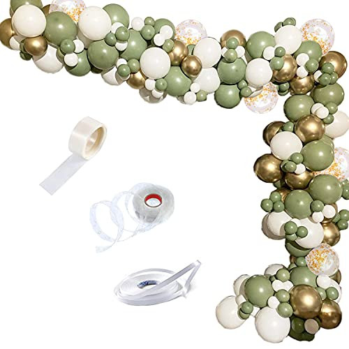 Sage Green balloon Garland Arch Kit?141pcs Olive Green, White and Metallic Chrome Gold Balloons?Confetti Gold Balloons for Baby and Bridal Shower, Birthday Party, Wedding, Grad, Anniversary Party Sage Green balloon Garland Arch Kit?141pcs Olive Green, White and Metallic Chrome Gold Balloons?Confetti Gold Balloons for Baby and Bridal Shower, Birthday Party, Wedding, Grad, Anniversary Party