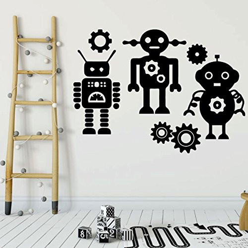Robots Wall Decal Vinyl Sticker - Home Decoration for Boy or Girls Bedroom, School Classroom, Preschool, or Playroom - Custom Sizes and Colors Complement Any Living Space