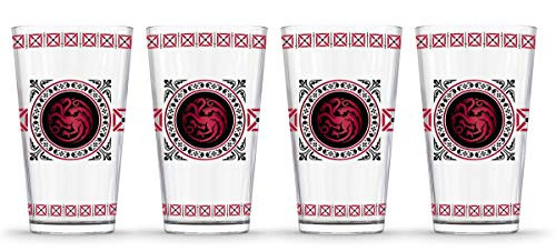 Game of Thrones 888568622595 Targaryen House Colors Pint Glass - Pack of 4