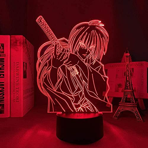 3D Night Light Decor Lamps 3D Lamp Anime Rurouni Kenshin Himura Figure Led Light for Bedroom Decor Nightlight Manga Birthday Gift Room Led Night Light SGFG KAKT