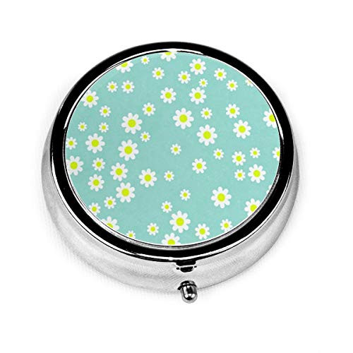 Pill Box Seamless Daisy Flower Light Blue 3 Compartment Medicine Pill Case,Portable Medicine Tablet Vitamin Holder Organizer for Purse Pocket Travel Gift