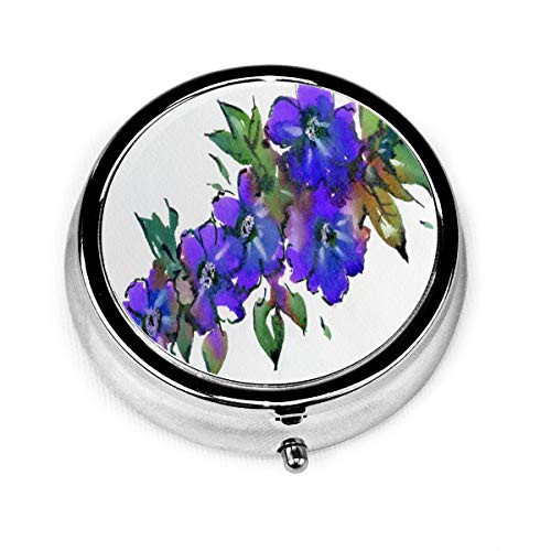 Pill Box Unique Blue Flowers 3 Compartment Medicine Pill Case,Portable Medicine Tablet Vitamin Holder Organizer for Purse Pocket Travel Gift