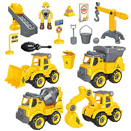 Take Apart Toys Trucks, Construction Toys for Toddlers 1-3, Set of 4 Building Toys Cars, Educational Toy Vehicles Playsets, STEM Engineering Truck Toys for Boys, Kids, Girls 3 4 5 6 7 Year Olds Take Apart Toys Trucks, Construction Toys for Toddlers 1-3, Set of 4 Building Toys Cars, Educational Toy Vehicles Playsets, STEM Engineering Truck Toys for Boys, Kids, Girls 3 4 5 6 7 Year Olds