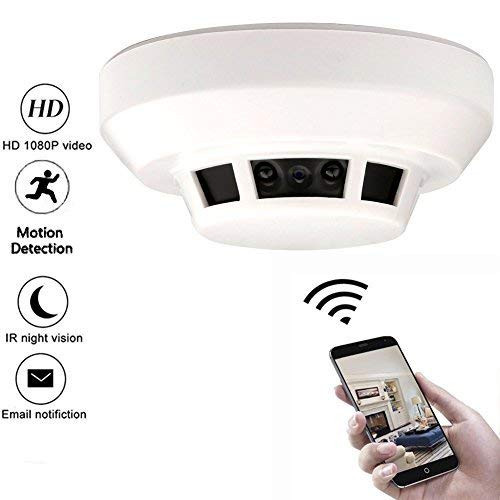 Moosoo Wi-Fi Hidden Spy Camera Smoke Detector, Wireless IP Camera Night Vision Nanny Cam HD 1080P Motion Detection Activated Mini Home Security Cameras for iPhone,Android and PC