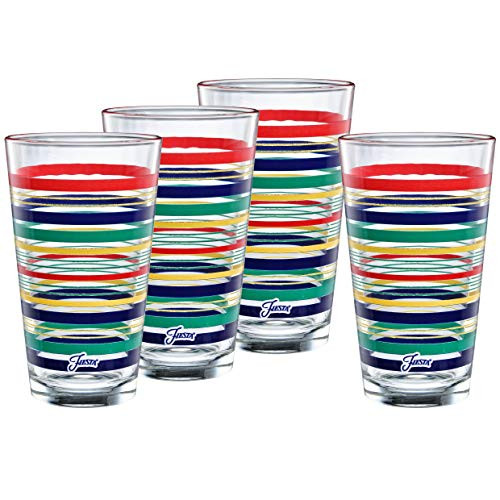 Officially Licensed Fiesta Stripes 16-Ounce Tapered Cooler Glass (Set of 4) (Cobalt Collection)