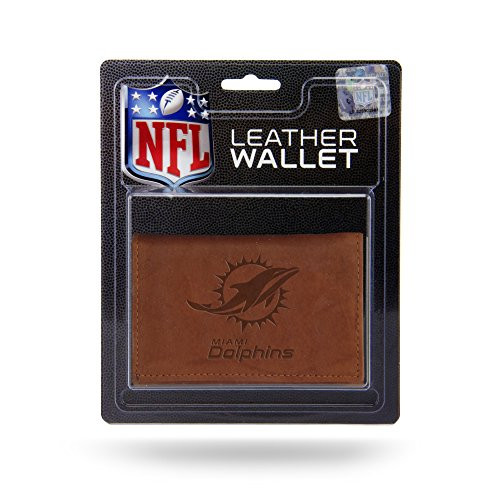 NFL Rico Industries Leather Trifold Wallet with Man Made Interior, Miami Dolphins, 3.25 x 4.25-inches NFL Rico Industries Leather Trifold Wallet with Man Made Interior, Miami Dolphins, 3.25 x 4.25-inches