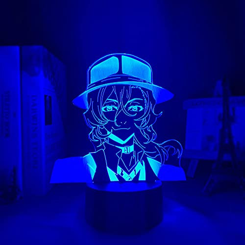 3D Night Light for Boys,Acrylic Anime Figures Bungo Stray Dogs Light for Children Birthday Gift Nakahara Chuuya Bedroom Decor Lamp