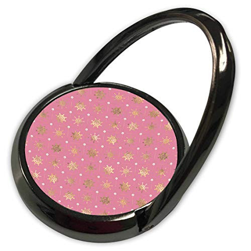 3dRose Pink and Image of Gold Sailing Wheels in A Diamond Geometric - Phone Rings -phr-340316-1-