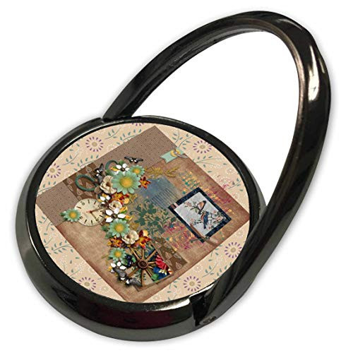 3dRose Image of Vintage Bluebirds, Wagon Wheel, Flowers, Clock. - Phone Rings -phr-336143-1-