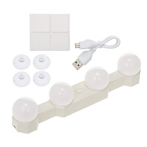 Leeofty 4 Bulb LED Mirror Lights USB Rechargeable Cordless Vanity Makeup Lights Brightness Color temperature Adjustable