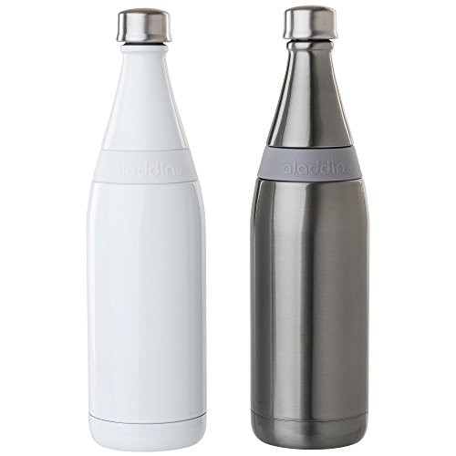 Aladdin Fresco Twist&Go Vacuum Bottle, 2-Pack, 20oz Stainless Steel, White and Silver Aladdin Fresco Twist&Go Vacuum Bottle, 2-Pack, 20oz Stainless Steel, White and Silver