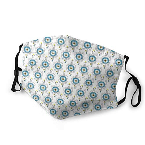 personality mask Windproof Breathable Mouth Cover,Aquarelle Style Compass Windrose Figure With Boho Mystic Design Travel Theme,Adjustable Face Masks Sport Reusable Miracle mask-S-