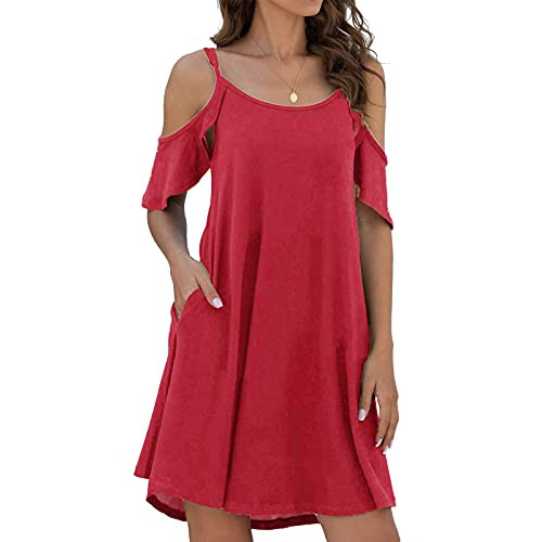 Tie-dye Cold Shoulder Tops Dresses Women's Summer Casual T Shirt Dresses Loose Fit Short Sleeve Swing Dress with Pockets Tie-dye Cold Shoulder Tops Dresses Women's Summer Casual T Shirt Dresses Loose Fit Short Sleeve Swing Dress with Pockets